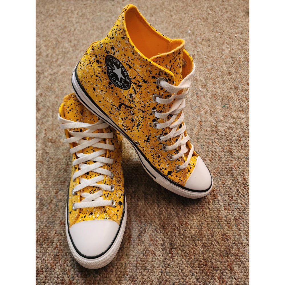 Converse Chuck Taylor All Star Hi Yellow Paint Splatter Men 10 Women 12 A00467F